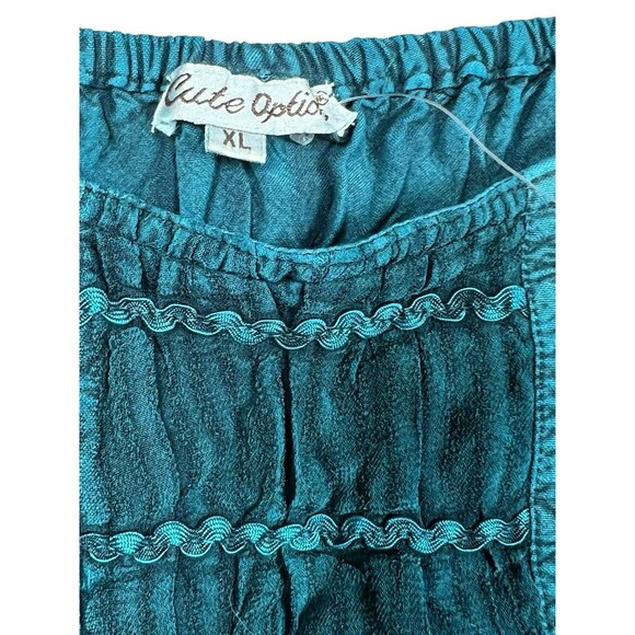 Cute Options XL Boho Embroidered Peasant Tank Corset Lace Up Teal Renaissance - Picture 6 of 8